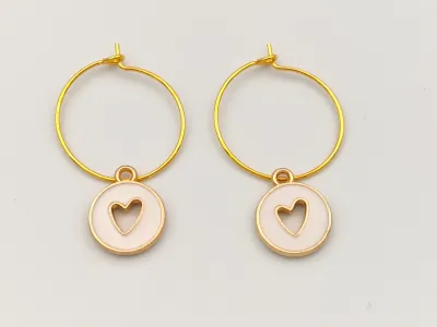 Gouden Harten Charm Oorbellen
