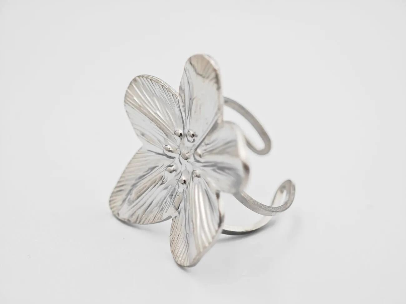 Florale Zilveren Bloemring