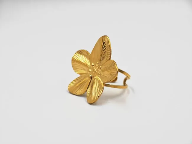 Gouden Bloem Geluksring by AG Sieraden